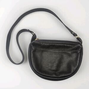 Vintage Chocolate Brown Leather Cross Body Crescent Purse Saddle Bag Classic